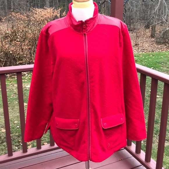 Talbots 2X red zippered fleece jacket . - Picture 1 of 8